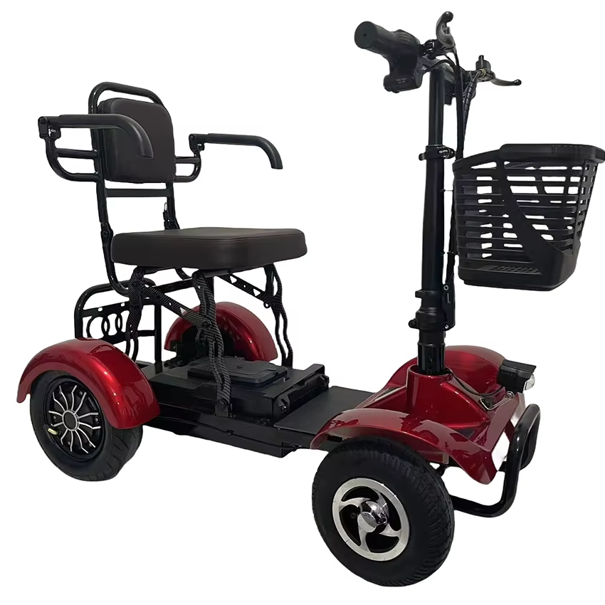 Lightweight 4-Wheel Electric Basket Scooter Urban Commutes Foldable Portable Mobility Scooter for Tourism